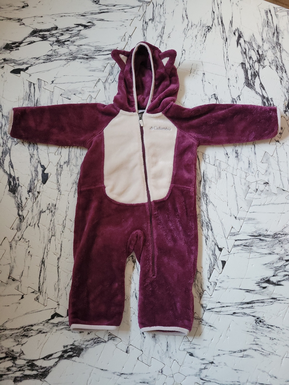 Columbia Kids Plum Fleece One-Piece Romper with Hood